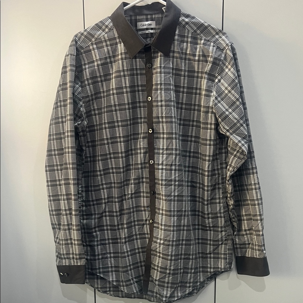 Calvin Klein Men's Checkered Shirt - Black and White